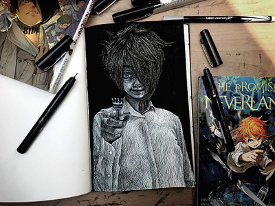 The Promised Neverland - Ray fan art fanart illustration pen and ink penandink traditional art