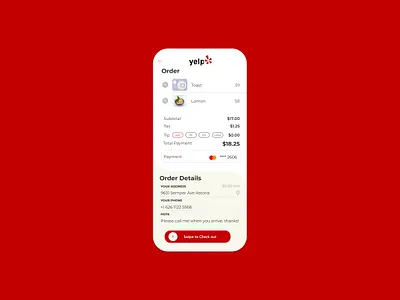 Daily UI #02 Yelp checkout page app branding checkout dailyui design flat mobiledesign ux web yelp
