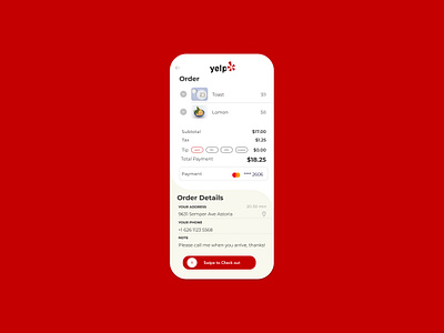 Daily UI #02 Yelp checkout page app branding checkout dailyui design flat mobiledesign ux web yelp