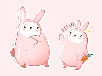 Rabbit stickers animal animal art animal logo animal sticker app art artist artwork bunnies bunny cute cute animal cute art cute illustration design flat icon illustration sticker stickers