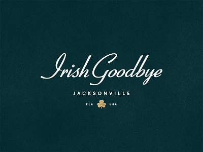 Irish Goodbye badge boat celtic clean clover florida gaelic gold goodbye green ireland jacksonville logo minimal retro script shamrock texture yacht