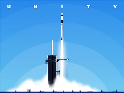 UNITY adventure blast off design illustration launch love nasa peace respect rocket rocketship space spacex unity vector