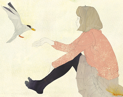 Shot #11856491 bird illustration woman