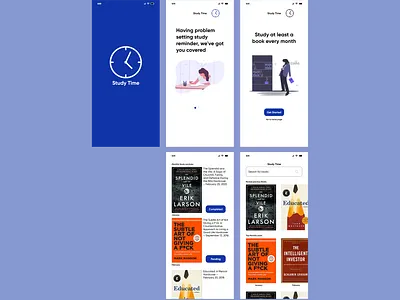 Study Time adobexd bookstore figmadesign illustraion ios app reminder app study