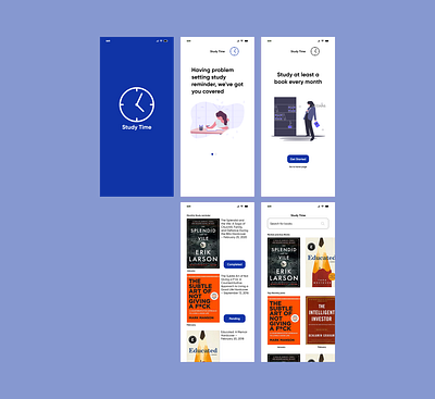 Study Time adobexd bookstore figmadesign illustraion ios app reminder app study