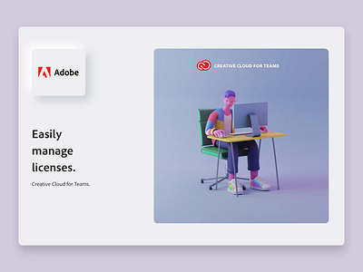 Adobe CC - Easily manage licenses adobe animation app blender character computer design designer illustration interface motion skeumorphism team ui ux web