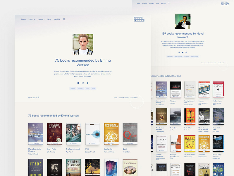 Good Books — profile pages 📚 beige book books bookshop bookstore brand identity clean clean ui database figma landing page minimal minimalism minimalist simple web design webflow