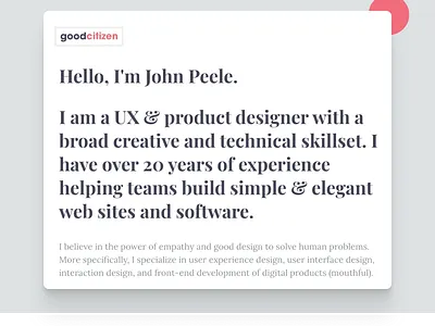 Good Citizen Portfolio update interaction design product design ui ux