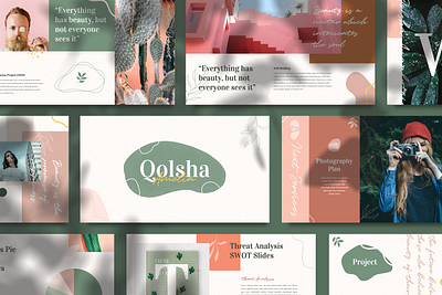 Qolsha - Creative Powerpoint Template abstract blogger booklet branding calm catalog creative fashion green keynote lookbook magazine minimal photography pitch deck portfolio ppt scandinavian social media studio