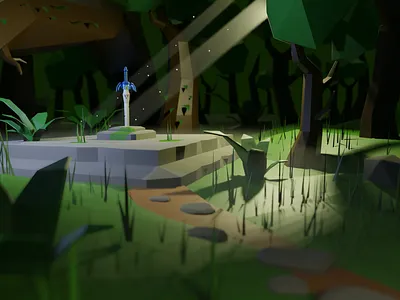 Master Sword 3d illustration blender breath of the wild low poly art master sword