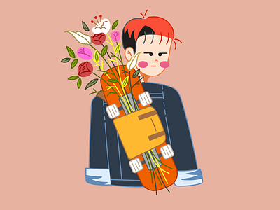 About Spring: Hyunsang art boy character character design design digital art doodle doodle art flat flat design ha hyunsang hoppipolla illustration skateboard son spring teenage vector young youth