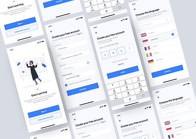 Register Page UI Design Online Courses Mobile App account app course design experience form free illustraion interface kit learning mobile otp page register template ui