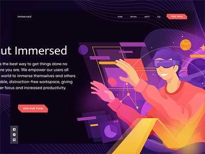 Immersed Illustration v.01 branding design hero image homepage illustration service ui ux vector virtual reality vr website