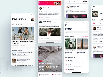 Travel mobile app concept app feed interface ios login material mobile on boading post profile sign up social template theme travel ui kit ux walkthrough web wireframe