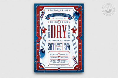 Independence Day Flyer Template V4 america celebration club day design flyer independence labor memorial night party patriotic photoshop political poster print psd template united states usa