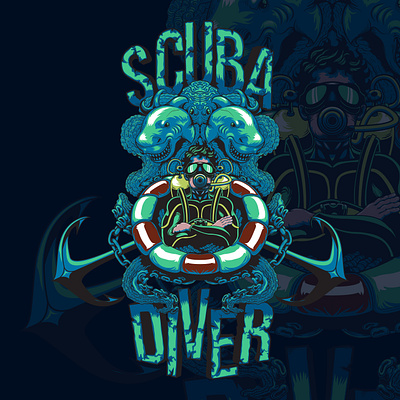 Scuba diver artwork branding concept design design2020 designlogo designtshirt digitalart drawing illustration