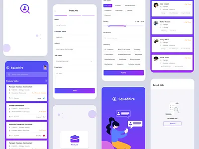 Hiring App - Squadhire hiring job job listing job search mobile app mobile ui ui uipractice ux work