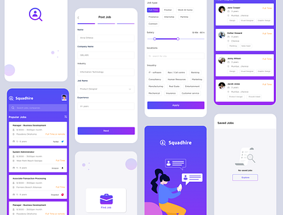 Hiring App - Squadhire hiring job job listing job search mobile app mobile ui ui uipractice ux work