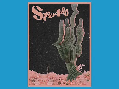 Saguaro Version 2 cosmic funk psychedelic southwest vintage