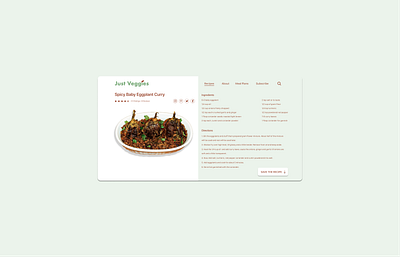 Daily UI #040 - Recipe 100 day project 100daychallenge curry dailyui dailyuichallenge day40 design dribbble eggplant figma recipe soulfood typography ui uidesign ux vector