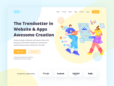 Website Building Platform - Framepro brainstorming character collaborate design develope flat illustraion landing page prototype teamwork web wireframing