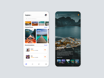 Travel App UI dark mode design exploration flatdesign lightmode mobile ui travel app uiuxdesign uiuxdesigner user experience userinterface xd