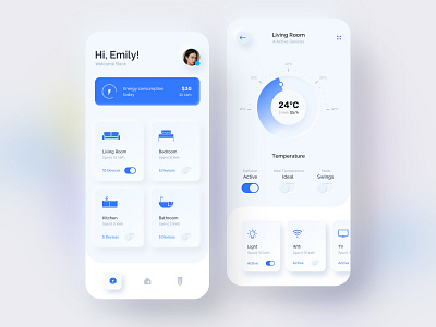 Smart Home - Skeuomorphism UI Design app control panel controller design exploration home mobile sketch skeuomorphism smart smart home ui