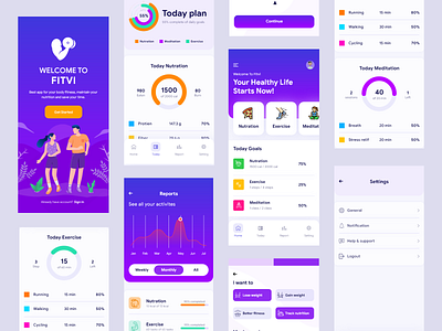 Workout & Fitness App app clean color design vector colorful design gradiant gradient ios modern ui user inteface ux web page workouts