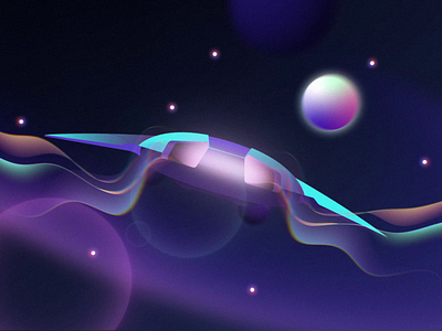 Space ship 2.5d animation 2d animation 3d animation animation design galactic galaxy gif gradient illustration motion graphics planets rocket ship sky space spaceship stars