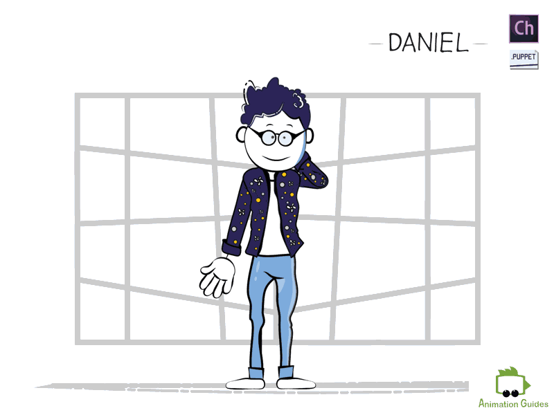 Meet Daniel [.puppet for Adobe Character Animator] ai animation cartoon character character animation character animator character design download flat illustration looking around motion capture puppet stick figure vector