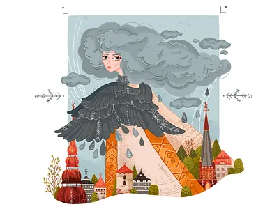 ⋇ Rain ⋇ art artist artwork book character character design children book illustration childrens book color design draw graphic design illustration illustrator inspiration kids illustration paint painting rain summer