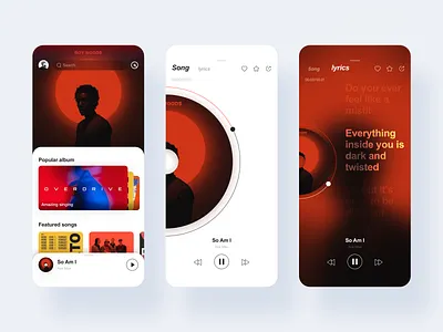 Music player interactive interface china jon jondesigner music app red ui ux