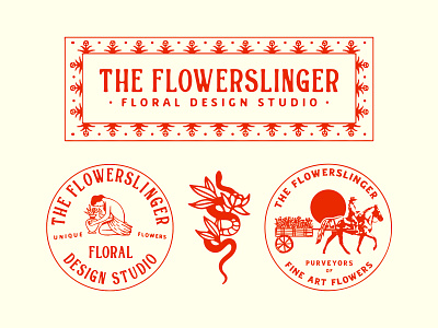 The Flowerslinger branding brandpackage design flowerdesignstudio graphic graphicdesign illustration lettering logo typography vector