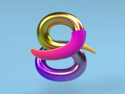 8 - 36 days of type 2020 2020 36daysoftype 3d c4d cinema4d design illustration lettering number octane render spline tube typography