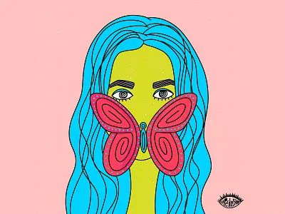 Self Portrait 6 abstract art butterfly change concept covid19 design endurance eyes feeling graphic hope illustration life lockdown portrait quarantine selfportrait shrutillusion transformation