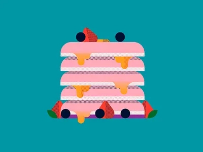 Hotcake blueberry breakfast character flat food fruit honey hotcake icon illustration pancake shapes strawberry texture vector