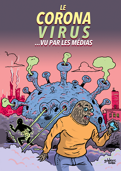 Coronavirus... seen by media cartoon comics coronavirus covid19 drawing illustration poster