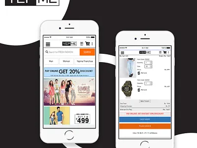 Yepme ecommerce app mobile app mobile app design portfolio queppelin