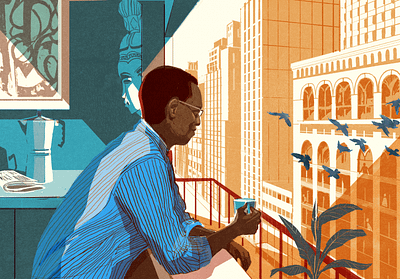 Alvin Hall alex green city coffee digital editorial folioart illustration portrait