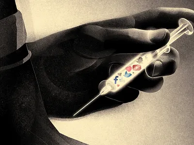 Addiction conceptual digital editorial folioart illustration karolis strautniekas social media texture