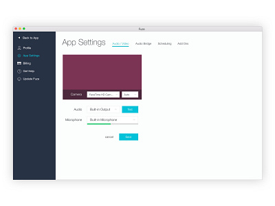 Fuze Out Of Meeting - App Settings app app settings audio design fuze photoshop psd settings ui video web app