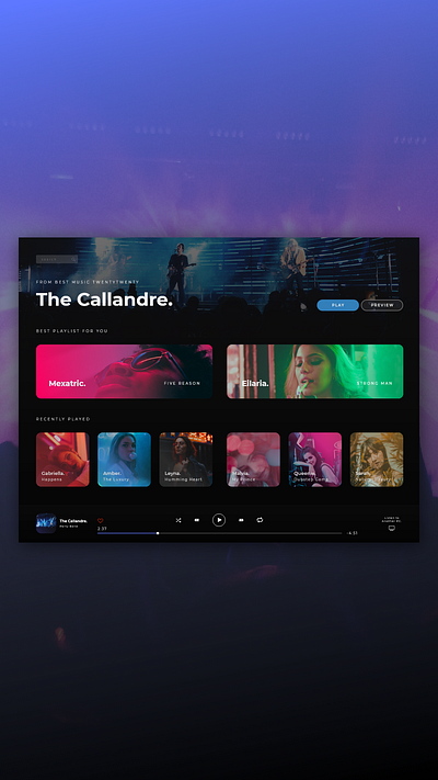 Music Player ui ui design uidesign uiux ux web web design webdesign website website design