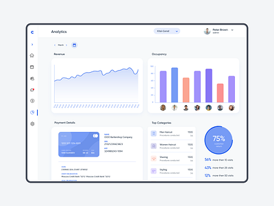 Analytics System for Barbershop admin admin panel analytics analytics system chart crm dashboard light theme product design uiux web design