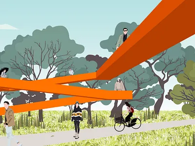 Landscape illustration bridge graphic design illustration landscape landscape architecture landscape design landscape illustration