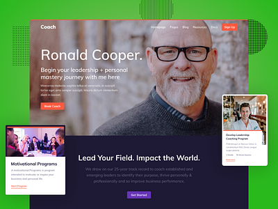 business coach theme application business coach coach theme coaching courses education event homepage landing page landingpage podcast program ui kits uikit web web design webapp webdesign