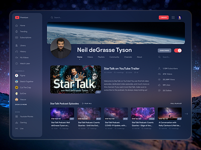 Youtube Redesign Concept 2020 trend concept dark dark theme dark ui design desktop desktop design flat ui ux video youtube youtube channel