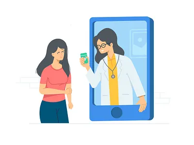 Online Consultancy app character coronavirus covid19 doctor ecommerce girl illustraion mobile quarantine ui