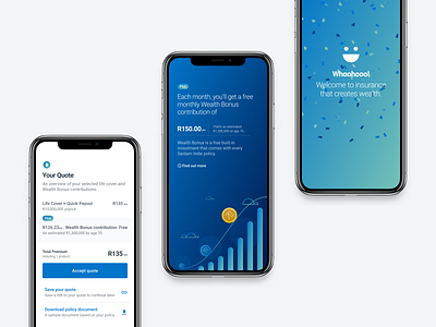 Insurance Quote Screens bonus clean confetti finance app financial services fintech gradient illustration insurance insurance app insurance company life cover mockup quote uidesign wealth