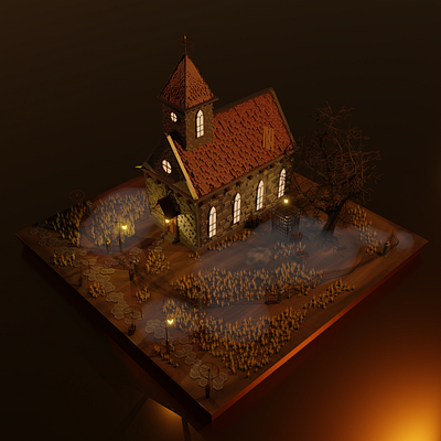 Shelter of Vampire Hunters 3d art blender3d hand drawn illustration lowpoly lowpolyart