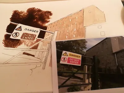 Danger drawing illustration ink painting